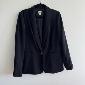 J.Crew Factory One Button Classic Blazer Polyester Black Sz 12
